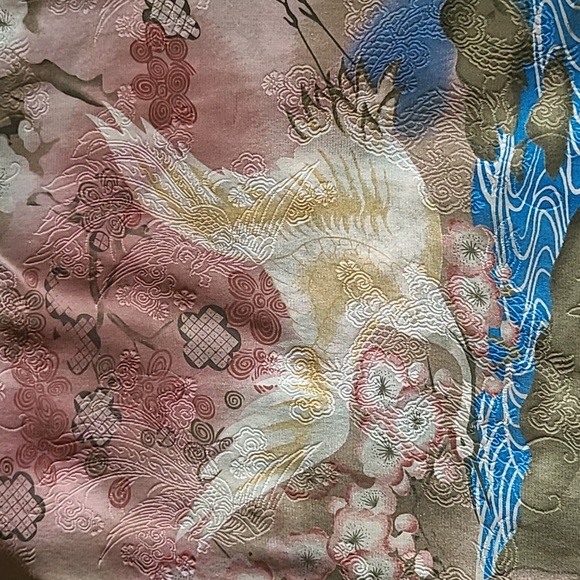 Beautiful embossed silk Citron kimono jacket with cranes - Picture 8 of 8